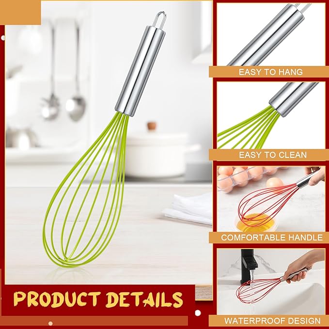 16 Sets 12 Inch Whisks Bulk DIY Fillable Whisk Gifts Colored Silicone Whisks for Cooking Heat Resistant Egg Beaters for Candy Holder Party Favors