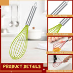72 Sets 12 Inch Christmas Whisks Gifts DIY Fillable Christmas Tree Ornaments Xmas Colored Silicone Whisks for Cooking Heat Resistant Egg Beaters with Card Rope Bag for Candy Holder