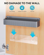 Nieifi Spice Rack Wall Mount, Spice Organizer for Spice Jars, Screw or Adhesive Hanging Organizer for Kitchen Cabinet or Pantry Door, 4 Pack, Grey, ABS Plastic