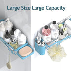 NESOMI Shower Caddy Adhesive Shower Organizer 8-Pack, Rustproof Stainless Steel Bathroom Shelves, Large Capacity No-Drill Rack Storage Accessories with Soap Dish Toothbrush Holder Hooks