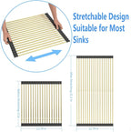 Large Expandable Roll Up Dish Drying Rack, Heat-Resistant Dish Drainer for Stainless Steel Sinks, Over The Sink Non-Slip Silicone Rollable Dish Drainer Roll Rack 18 Tube Gray Silicone & Gold Tube
