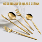Gold Silverware Set for 8, 40 Pcs Food-Grade Stainless Steel Forks and Spoons Titanium-Coated Flatware Set Cutlery Utensil Set for Kitchen, Home, Restautant