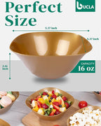 bUCLA 50Pack Gold Plastic Serving Bowls - 16oz Disposable Serving Bowls for Party Dessert/Ice Cream/Salsa/Snack