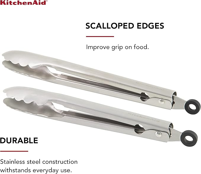 KitchenAid Universal Utility and Serving Stainless Steel Kitchen Tongs, Set of 2