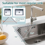 Ohuhu Triangle Roll Up Dish Drying Rack, Anti-Slip Organizer for Kitchen Sink Drying Rack with Full Silicone Wrapped for Top of Sink Coner Grey