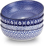 Selamica Ceramic Pasta Bowls Set of 4,Large Salad Bowls, Stackable Serving Bowls, Microwave Dishwasher Safe, 8.6 inch，50 OZ,Vintage Blue