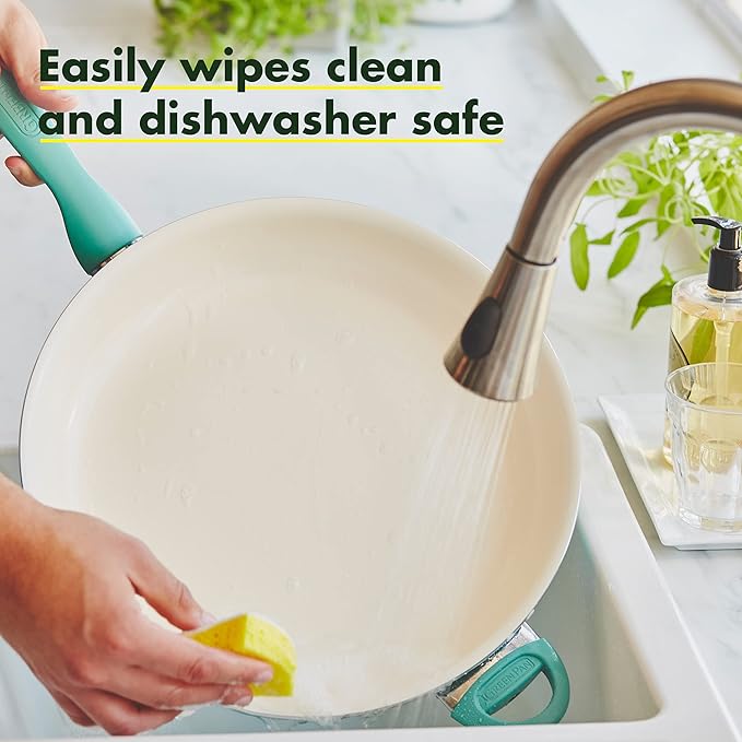 GreenPan Rio Healthy Ceramic Nonstick 13.5" Frying Pan Skillet with Helper Handle, PFAS-Free, Dishwasher Safe, Turquoise