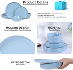 Webbylee 12-Piece Melamine Dinnerware Set for 4 – Unbreakable Plates & Bowls, Lightweight, Two-Tone Blue & Beige, Ideal for Family Meals, Camping, Picnic, Parties