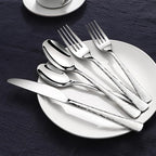 Hammered Silverware Set, 30 Piece Stainless Steel 18/10 Flatware Set for 6, Utensil Sets DishwasherSafe, Rust-Resistant, Modern Cutlery Set forHome, Wedding, Restaurant