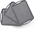 17.7" x 12.5" Anti-Slip Serving Trays with Handles, 3 Pcs X-Large Rectangular Food Serving Tray for Lap, Reusable and Durable, Grey