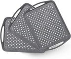 17.7" x 12.5" Anti-Slip Serving Trays with Handles, 3 Pcs X-Large Rectangular Food Serving Tray for Lap, Reusable and Durable, Grey