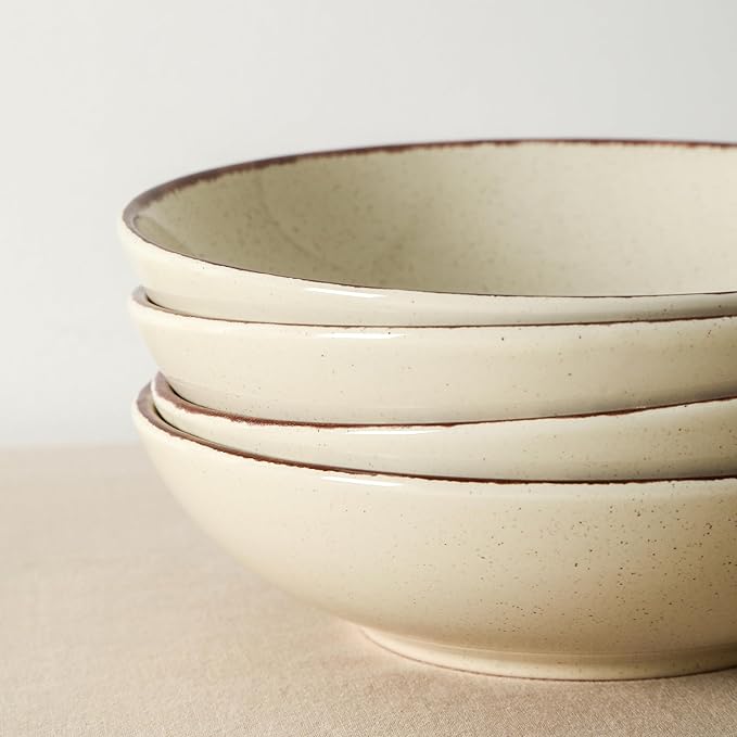 Earth and Clay Heath 24-Piece Dinnerware Set Stoneware, Plates and Bowls Set, Dishwasher and Microwave Safe, Dish Set for 8, Coffee