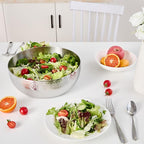Brightalk 100oz Stainless Steel Hammered Salad Bowl, Large Fruit Popcorn Serving Bowl