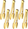 6pcs Stainless Steel Serving Tongs Gold or Silver Plated 9inch Heavy Duty Durable BBQ Clamps Design for Weddings Parties Banquets Buffets Family Gatherings Kitchen Cooking Serving Clip