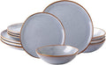 AmorArc Ceramic Dinnerware Sets,Handmade Reactive Glaze Stoneware Plates and Bowls Sets,Highly Scratch Resistant | Dishwasher & Microwave Safe Dishes Set,Service for 4 (12pc)