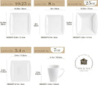 MALACASA Plates and Bowls Sets, Square Dinnerware Sets for 6 (30pcs), Series Blance
