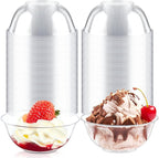 Qeirudu 6 oz Mini Clear Plastic Bowls, 80 Pack Disposable Hard Plastic Party Serving Bowls for Fruit, Desserts, Parfaits, Ice Creams, Snacks