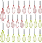 24 Sets 10 Inch Whisks Bulk DIY Fillable Whisk Gifts Colored Silicone Whisks for Cooking Heat Resistant Egg Beaters for Candy Holder Party Favors