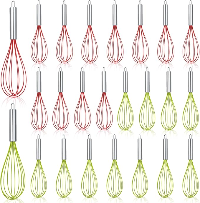 24 Sets 12 Inch Whisks Bulk DIY Fillable Whisk Gifts Colored Silicone Whisks for Cooking Heat Resistant Egg Beaters for Candy Holder Party Favors