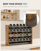 NESAPTO Spice Rack Organizer for Cabinet, Wooden 4 Tier Vertical Seasoning Organizers for Kitchen Pantry, Countertop/Wall Mount, Holds 28 Spice Jars (No Jars Included), 14" W × 9.4" H