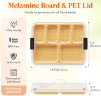 Lifewit 6 Compartment Melamine Charcuterie Board, 11 x 14 Inch Portable Cheese Board with Plastic Lockable Clear Lid, Serving Platter with Cover for Snacks, Fruit, Appetizers
