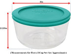 Pyrex 7202 1-Cup Glass Bowls & 7202-PC Turquoise Lids (4-Pack) - Made in USA