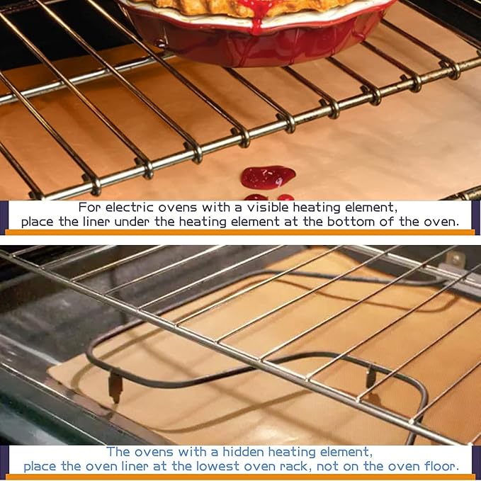 3 Pack Oven Liners for Bottom of Oven, Large Reusable Oven Mat for Bottom of Electric Gas Oven Toaster Oven Liner Microwave Grill, Heavy Duty 100% Non-Stick, BPA and PFOA Free, 23.62x15.75in