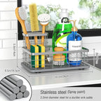 Kitchen Sink Caddy Organizer, [Stay-Dry Anywhere & No Drainage Needed] Sponge Holder for Kitchen Sink Countertop,Stainless Steel with Rust-Resistant Coating-10.24" L x 6.5" W x 5.83" H