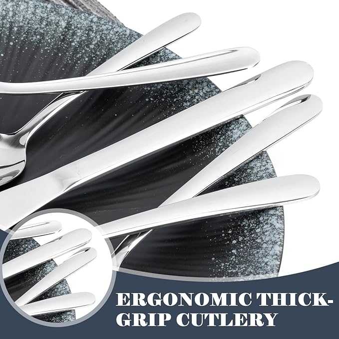 BEWOS 49-Piece Silverware Set with Organizer - Stainless Steel Silverware Set for 8 with Drawer Organizer, Dishwasher Safe Flatware Set for Home and Restaurant, Mirror Polished