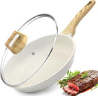 GiPP Nonstick Frying Pan Skillet with Lid - 11" White Granite Non Stick Pans, Omelette Pan with Heat-Resistant Handle, Compatible with All Stovetops, PFOA Free