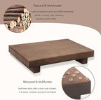 zoocatia Small Wood Tray Pedestal Stand Farmhouse Bathroom Decor Decorative Wooden Riser Kitchen Soap Dish Holder for Vanity, Counter, Sink, 9" x 5.9" - Walnut