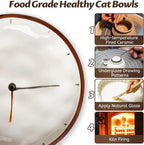 WROSWT Clock Cat Food Bowl,Non-Slip Silicone Bottom Cat Bowls for Indoor Cats,Anti Whisker Fatigue Cats Dishes Set,Shallow Wide Kitten Plates for Food and Water,3 Pack