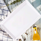 Supernal 12pcs White Plastic Serving Trays,15''X10'' Decorative Serving Trays,Slanted Rectangle Platter,Plastic Fast Food Tray,Wedding Platter Party Trays,Disposable Serving Party