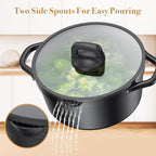 Nonstick pots and pans set 14 Pcs, Induction Cooking Set with Pour Spouts and Oven Safe for Casserole, PFOA FREE, Classic Black,Compatible with All Cooktops,Heat-resistant and comfortable handle