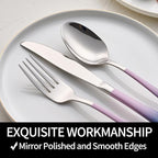 20-Pieces Color Silverware Sets for 4,Pink and gray Handle Stainless Steel Cutlery Set, Include Forks Spoons and Knives Set, Dishwasher Safe Utensil Sets for Home Restaurant