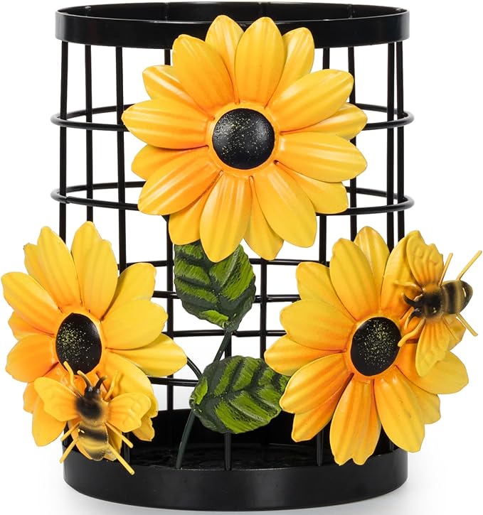 Sunflower Utensil Holder Sunflower Kitchen Decor and Accessories Yellow Kitchen Decor Utensil Caddy Countertop Country Crock Counter Organizer Canister Gifts for Women