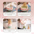 Cherry Blossom Matcha Whisk Set, 7 Pcs Matcha Kit with Ceramic Matcha Bowl with Spout, Bamboo Matcha Whisk And Scoop, Stainless Steel Sifter, Ceramic Holder, Rest And Tea Towel