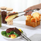 Baderke 2 Pcs Kitchen Tongs for Cooking Wooden Utensil Set Salad Tongs with Wood Tips for Serving Salad Flipping Burgers Grilling and Much More (11.4 Inch and 14.6 Inch,Walnut Wooden)