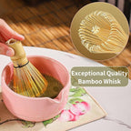 Matcha Set, 8-Piece Ceramic Matcha Bowl & Whisk Kit with Mushroom Pattern, Traditional Japanese Chawan, Bamboo Chasen, Scoop & Sifter, Gift for Tea Lovers, Zen Tea Ceremony Accessories (pink)