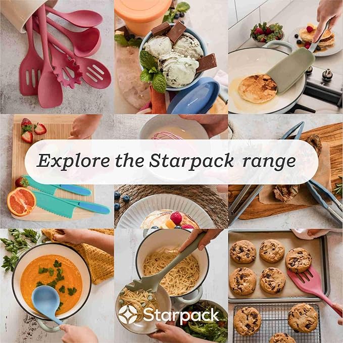 Starpack 'Flip & Whip' Premium Silicone Baking Utensils Set (5 Pcs) - 10" Green Cooking Utensils with Large and Small Spatulas, Whisk and Basting Brush - Heat Resistant to 600°F - Baking Tool Set