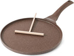 SENSARTE Nonstick Crepe Pan, Swiss Granite Coating Dosa Pan Pancake Flat Skillet Tawa Griddle 12-Inch with Stay-Cool Handle, Induction Compatible (Toffee Brown)