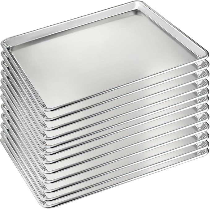 12 Pack Half Size Baking Sheet Pan Set, Aluminum Commercial Quality Cookie Sheet for Baking or Roasting, Large Thick Baking Tray Prevents Warping, 13" × 17.9" Cookie Tray Pan