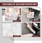 Silicone Baking Mat 20"L x 28"W, Extra Thick Dough Rolling Pad with Measurements and Edge Heightening, Non-stick Food Grade Silicone Pastry Mat for Pastry, Bread, Cookies (Transparent)