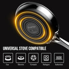 10 Inch Hybrid Nonstick Frying Pan, Stainless Steel Pan Non Stick Skillet, PFOA Free Cookware, Non Toxic Chef's Pan, Compatible with Electric, Gas and Induction, No Lid
