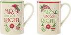 Lenox 898265 Mr. & Mrs. 2-Piece Set of Festive Mugs, Service For 2, Christmas, Drinkware Set, Holiday Glasses