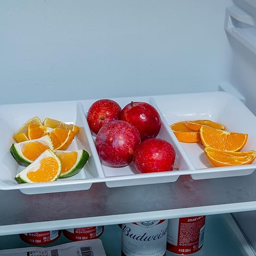 Lullaby 3 Sectional Plastic Serving Tray 14.2" x 9", 3 Pack White Serving Platters for Cheese Cracker Food, Durable and Reusable