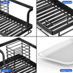 BSKSSK Sink Caddy - Kitchen Sink Organizer with Sponge, Dish Soap, Scrubber & Drain Pan Holder - Black