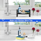Kontoyo Sink Caddy Sponge Holder,Sponge Holder for Kitchen Sink,Kitchen Sink Organizer for Soap Brush Dispenser,Countertop Sink Caddy Organizer with Removable Drain Tray