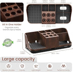 Boperzi Bathroom Counter Organizer for Vanity & Sink Storage: Detachable Electric Toothbrush and Toothpaste Holder, Water Flosser Holder, Bathroom Decor and Accessories Organization Set(Walnut Black)