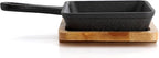 Elama MegaChef Cast Iron Mini Fry Pan/Saute Pan with Wood Tray, Cookware, Bakeware, Serveware